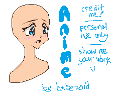 pixel portrait base in 3/4 view, exaggerated anime style, big droopy eyes, dismayed look on her face